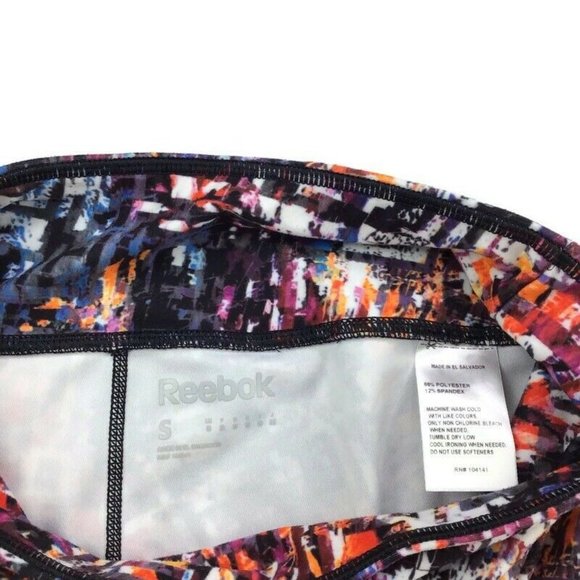Reebok Legging Multicolor Colorful Geometric Stretch Full Length Mid Rise Size S - Picture 6 of 6